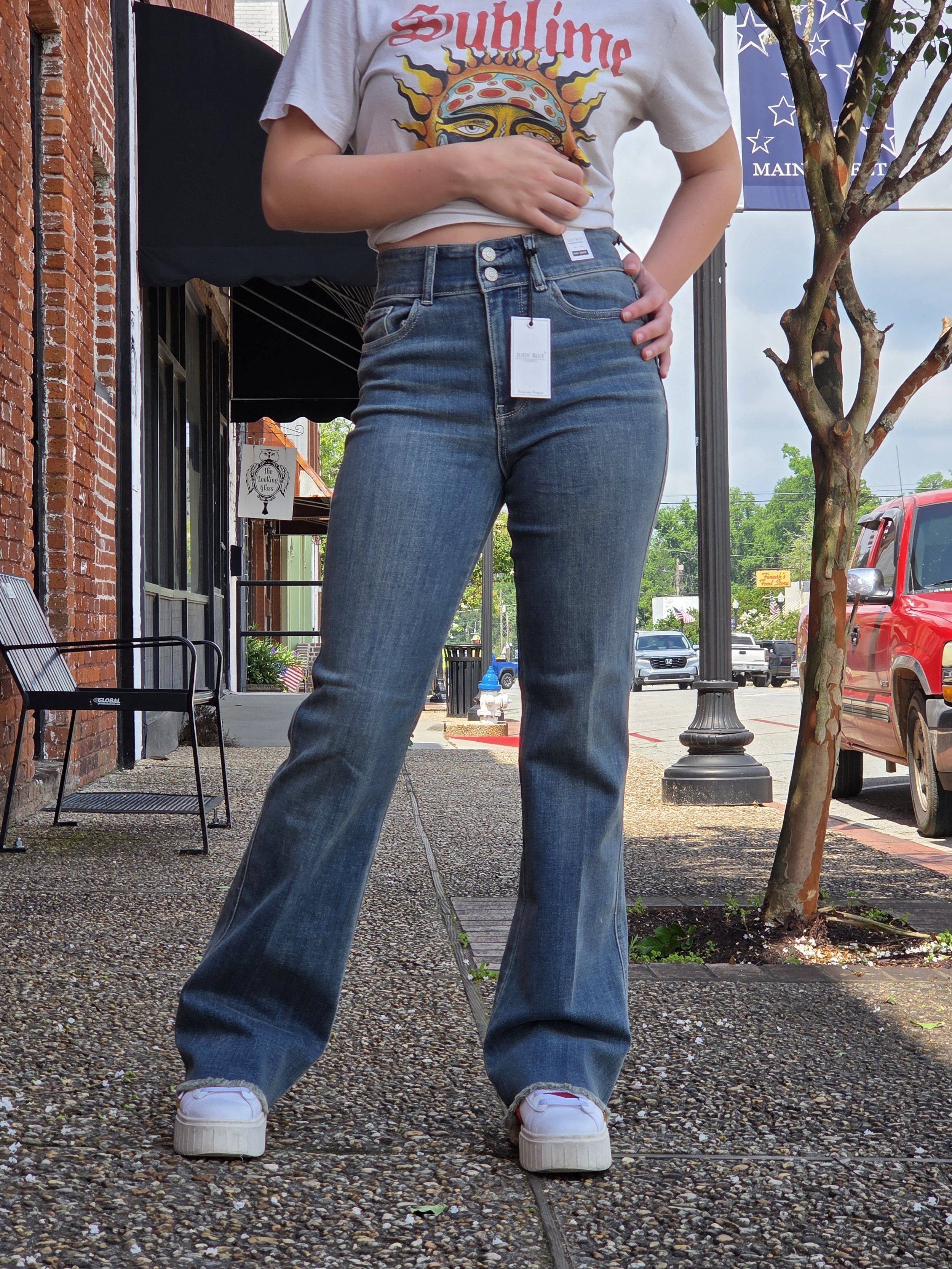 Heather-Judy Blue High Rise Bootcut