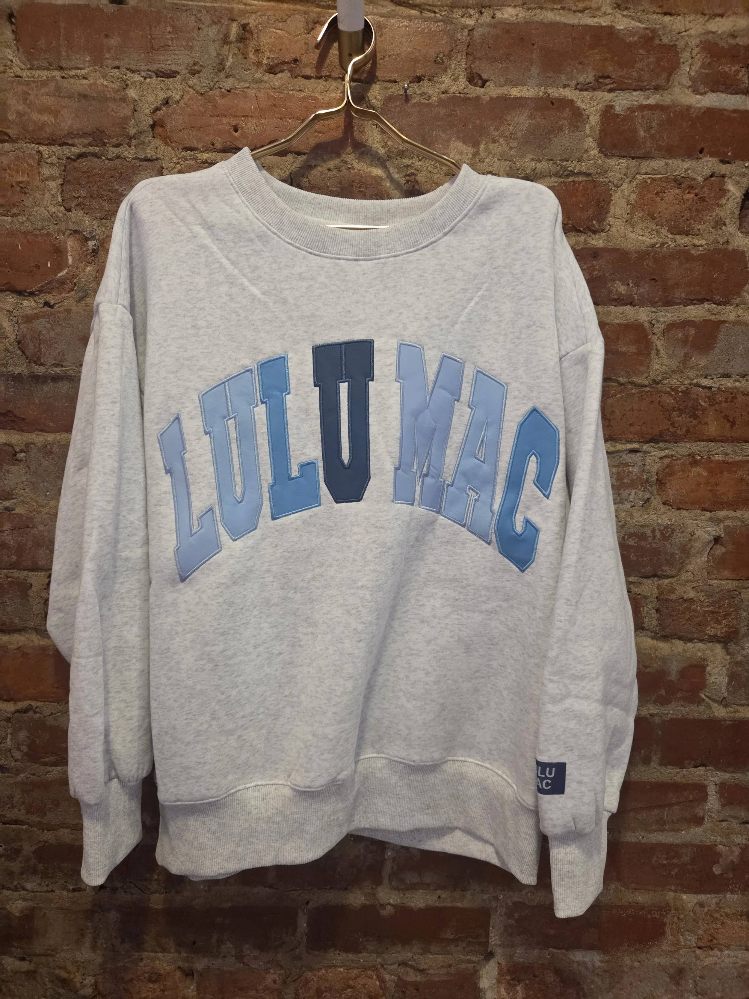 Lulu Mac-Heather Gray Sweatshirt With Ombre Blue Logo