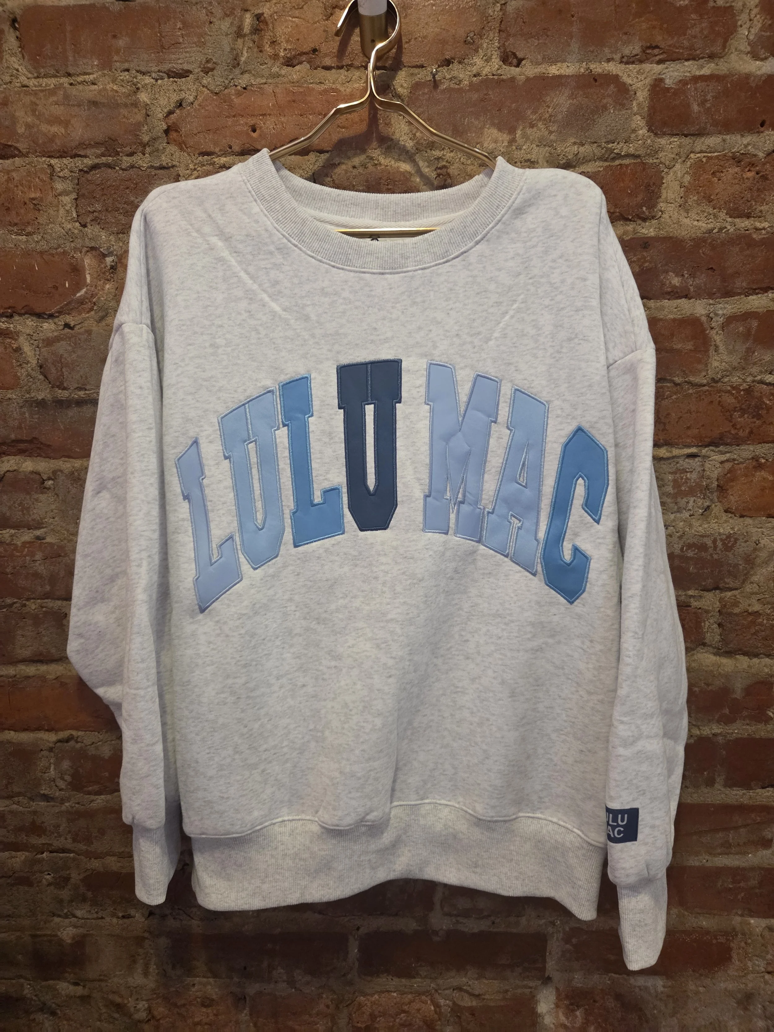 Lulu Mac-Heather Gray Sweatshirt With Ombre Blue Logo