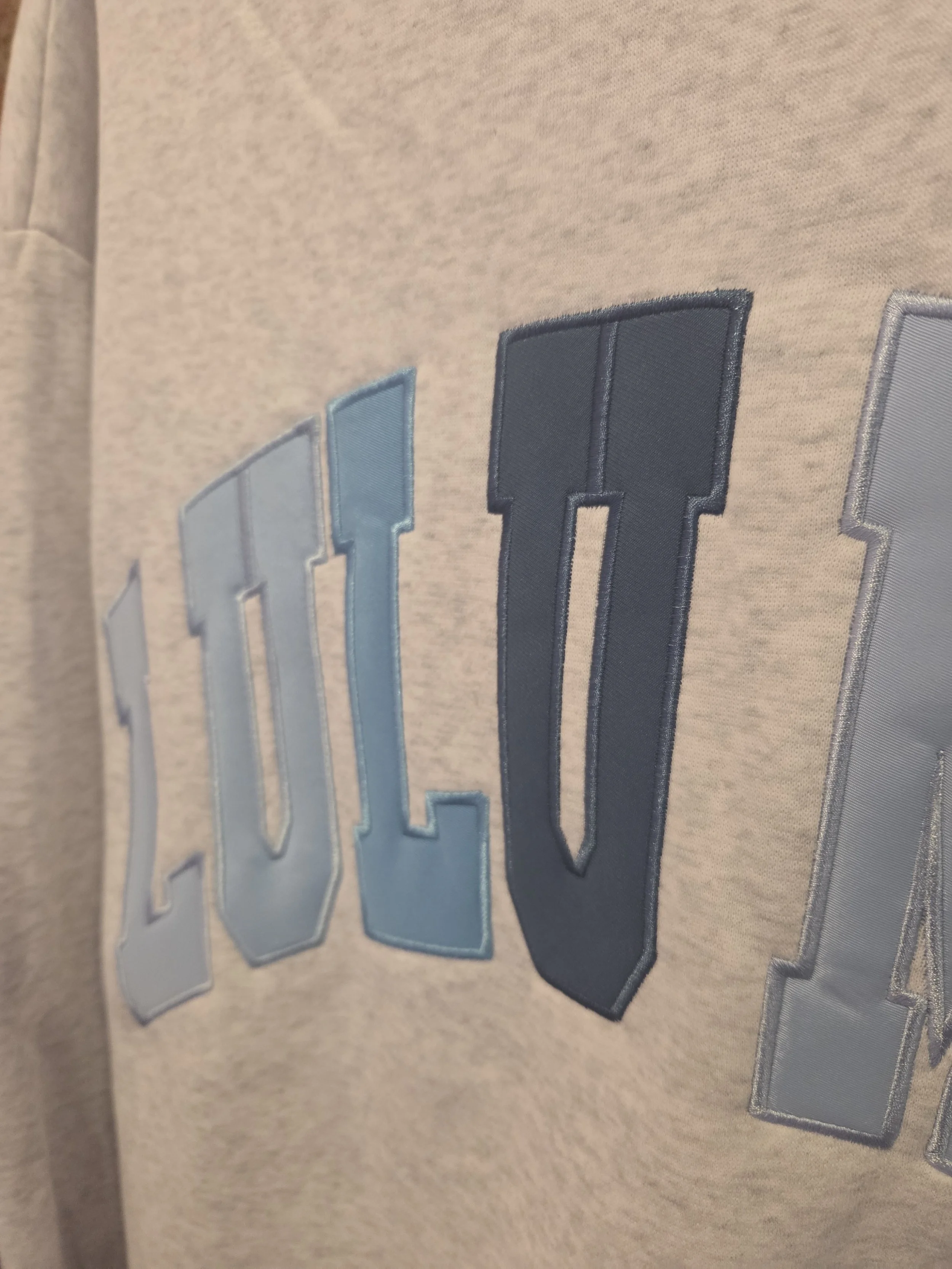 Lulu Mac-Heather Gray Sweatshirt With Ombre Blue Logo