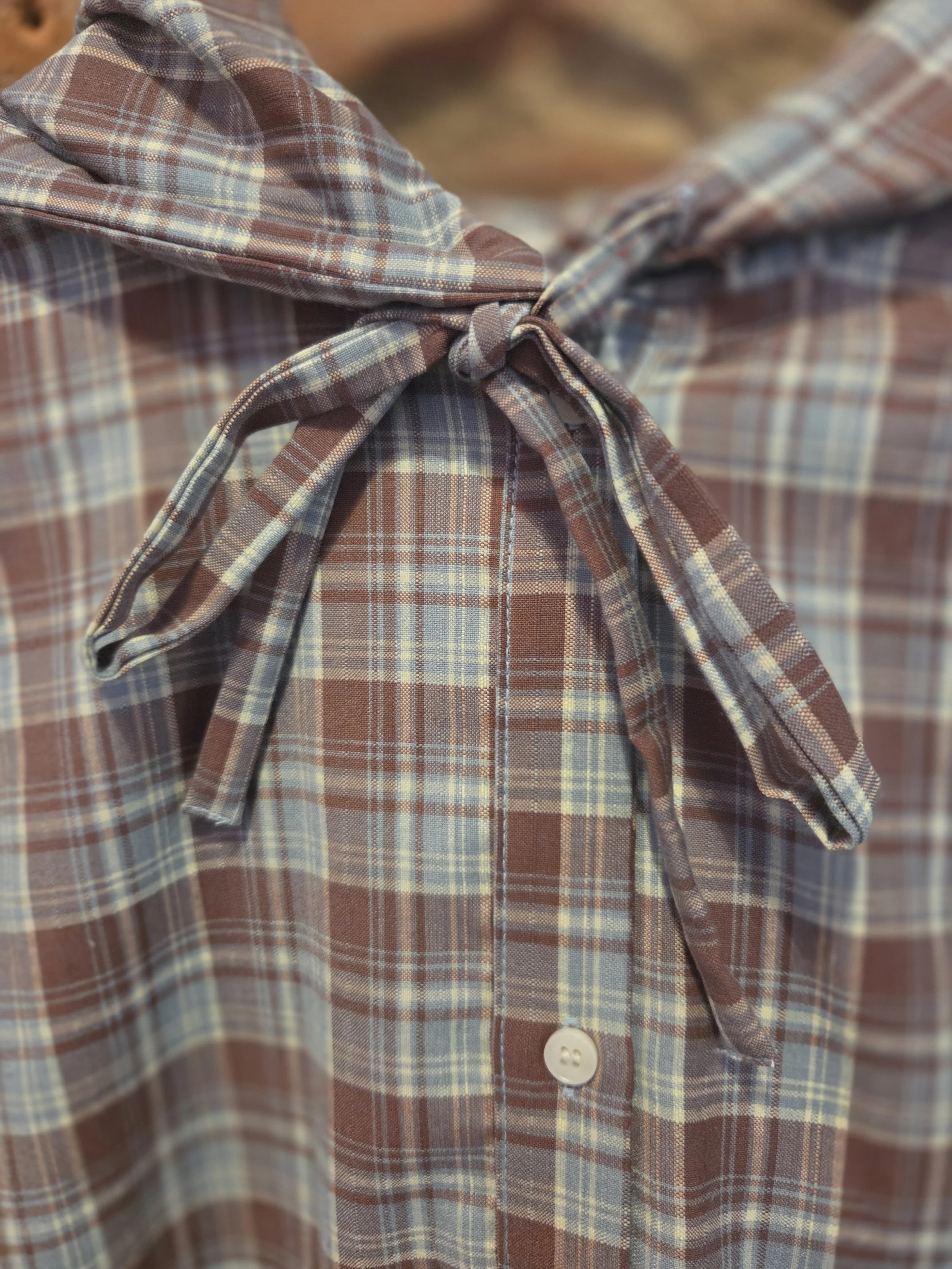 Carly-Plaid Drawstring Button-Up Hoodie