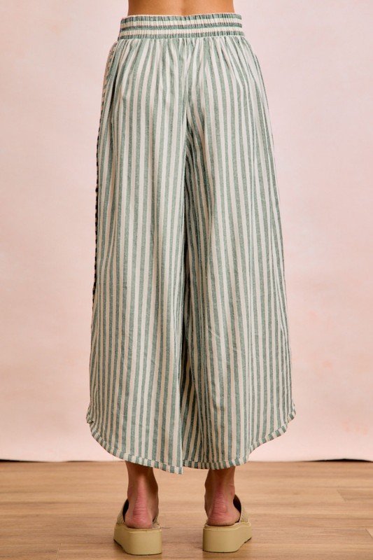 Brandi-Striped Pant With A Floral Eyelet Side