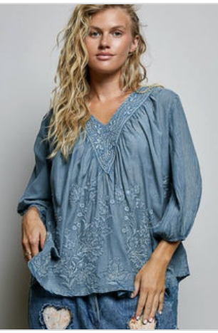 Bethany-Floral Embroidered Blouse