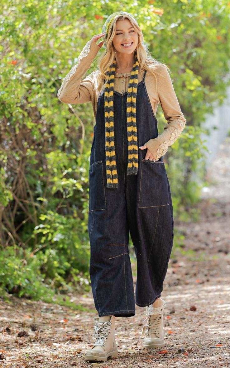 Kristi-Dark Denim Overall Pants
