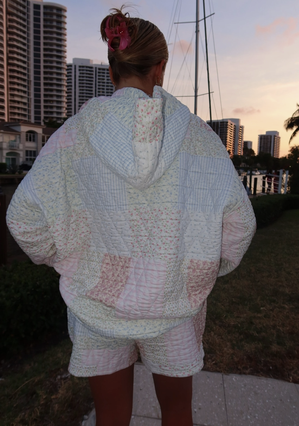 Polly-Quilted Pastel Hoodie