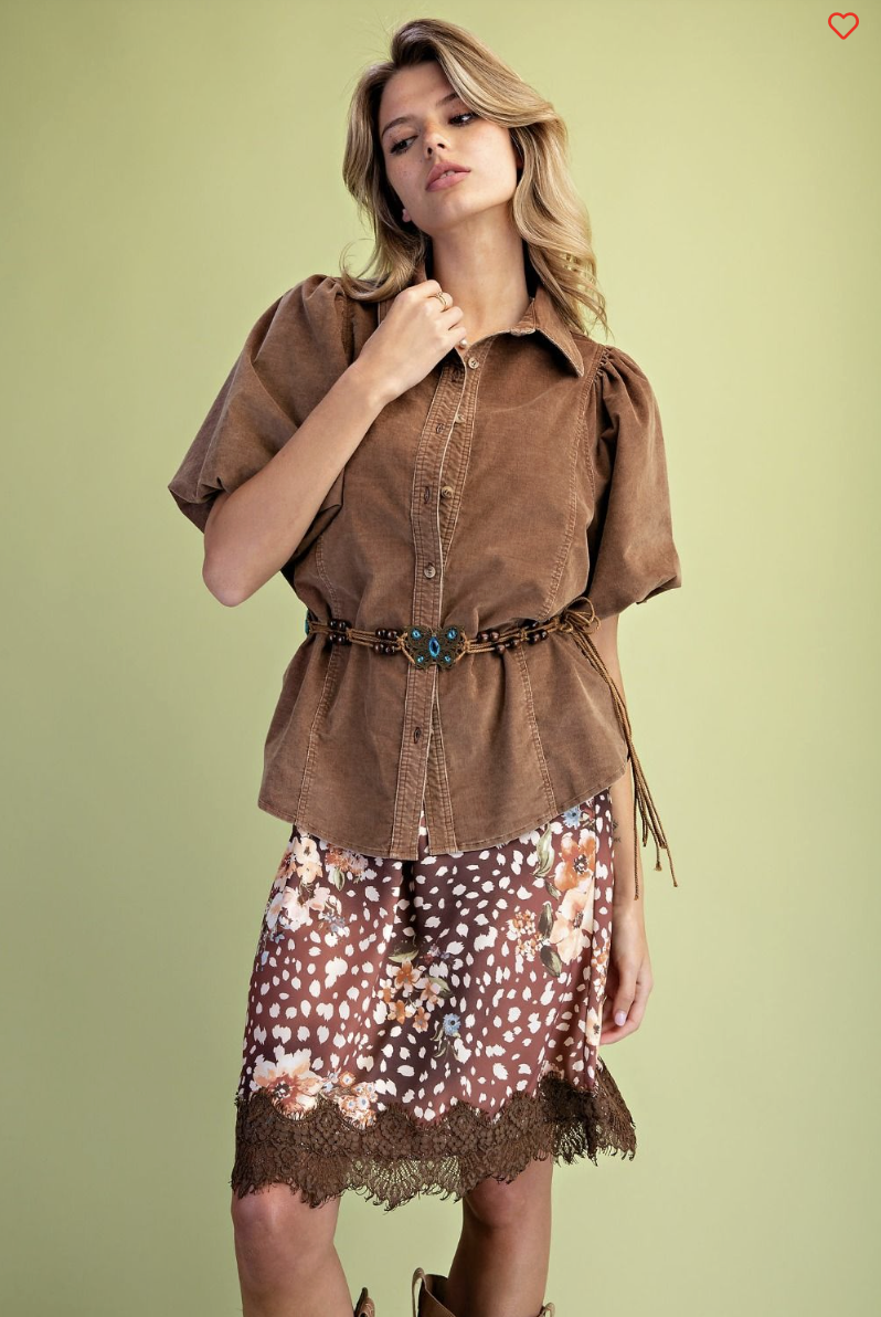 Baby Corduroy Blouse in Mocha