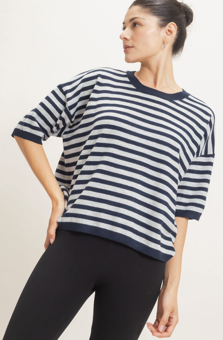 Abby-Striped Crew Neck Sweater