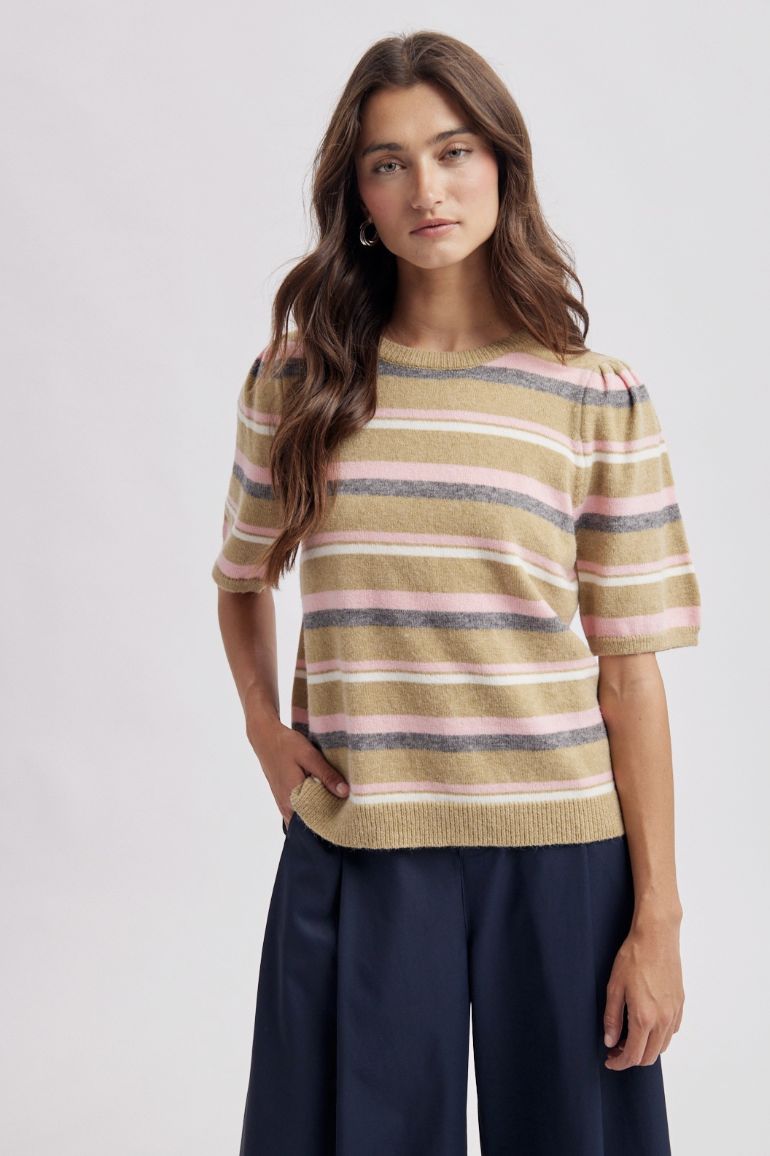 Rory-Striped Crew Neck Sweater Pale Grass Multi (Copy)