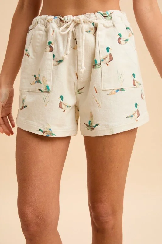 Mallory-Mallard Duck Print Drawstring Short