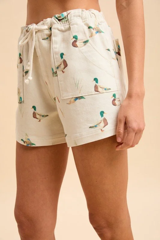 Mallory-Mallard Duck Print Drawstring Short