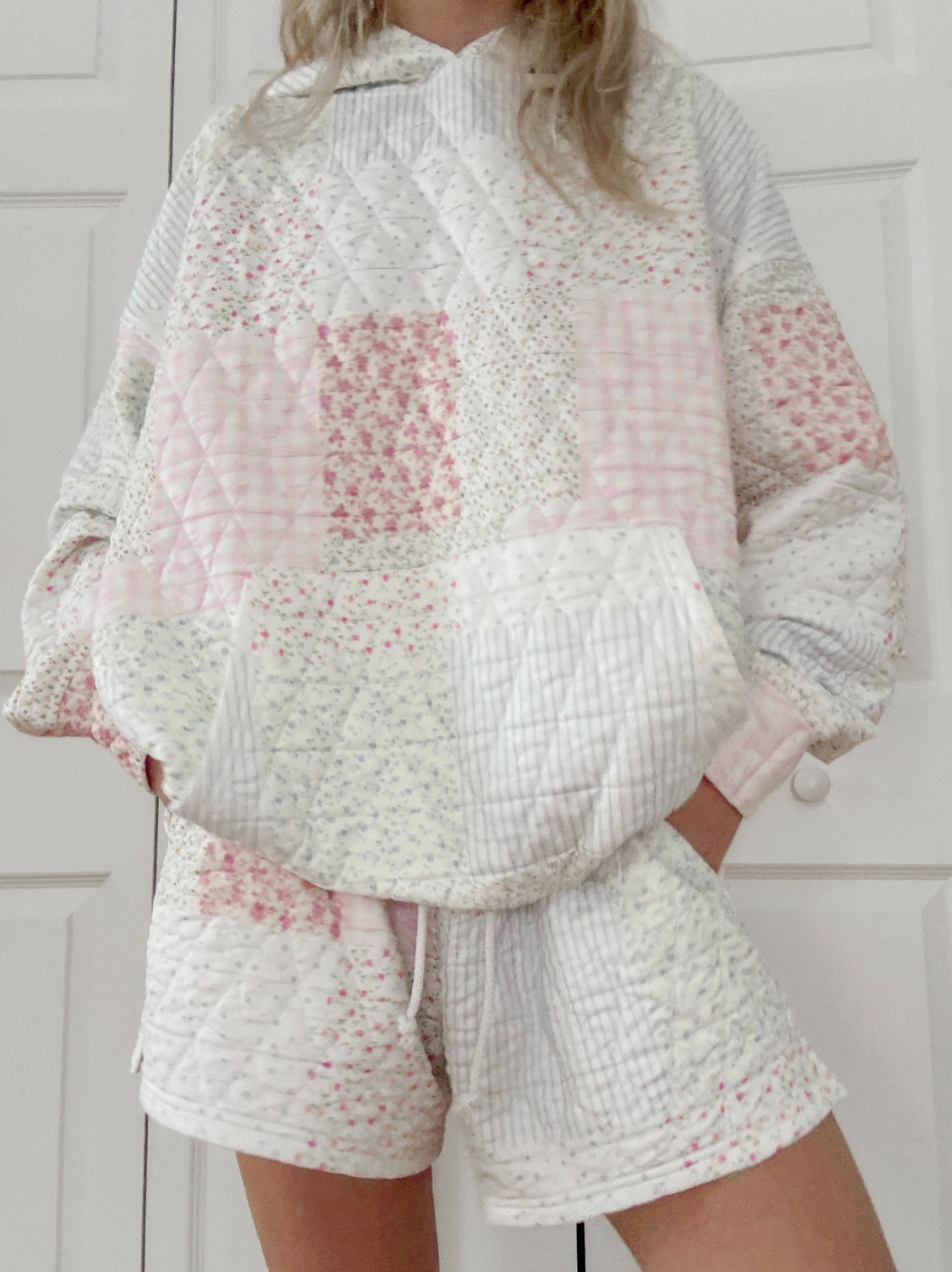 Polly-Quilted Pastel Hoodie