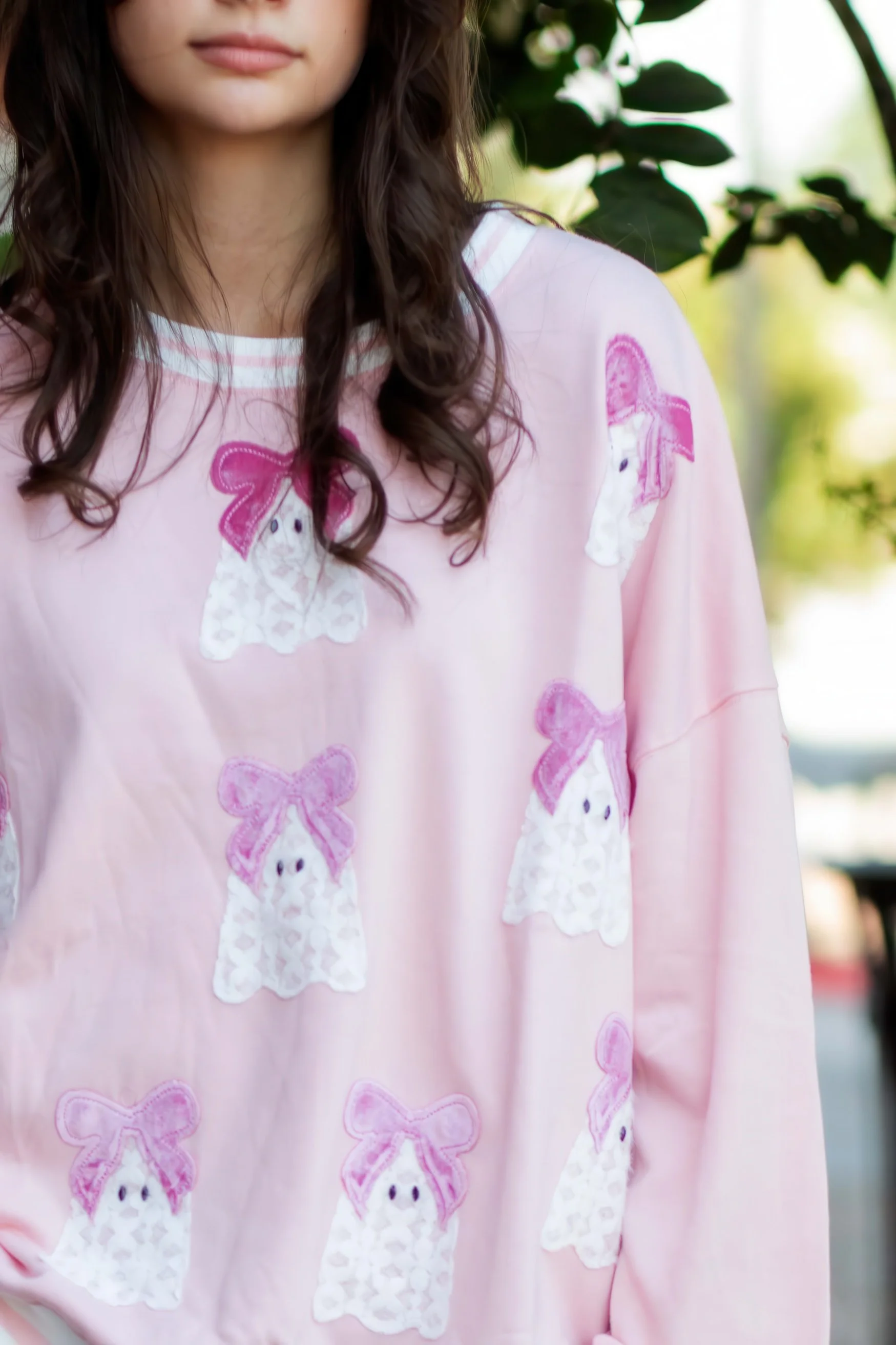 Pink Lace Ghost Oversized Sweatshirt