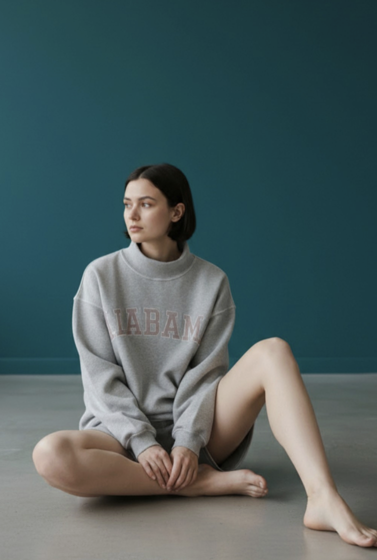 Alabama-Embroidered Mock Neck Sweatshirt