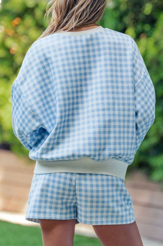 Juliette - Blue Gingham Lounge Top