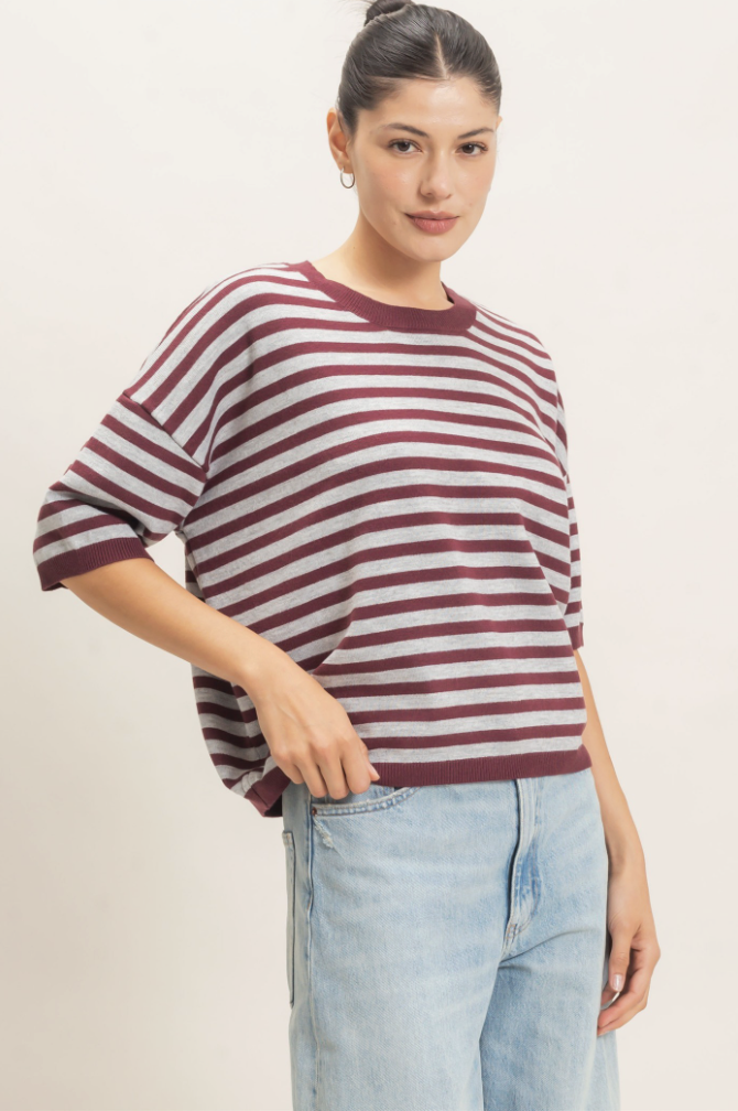 Abby-Striped Crew Neck Sweater