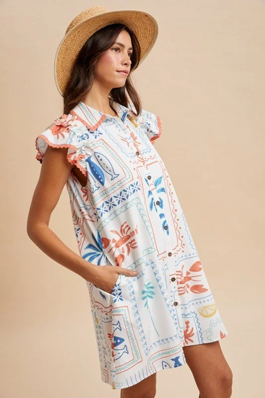 Eloise-Coastal Motif Mini Dress