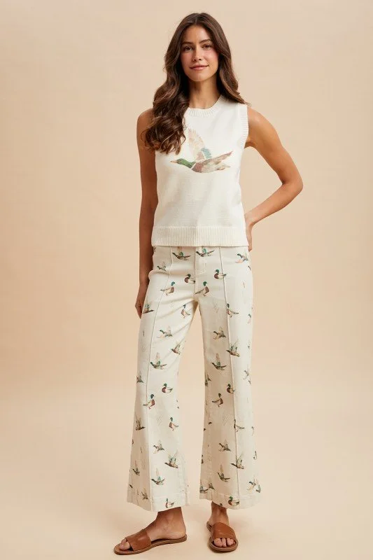 Mallory-Mallard Printed Sweater Vest