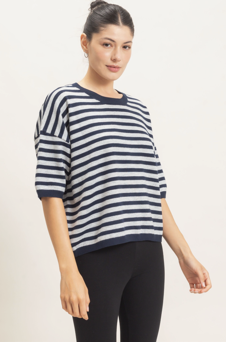 Abby-Striped Crew Neck Sweater