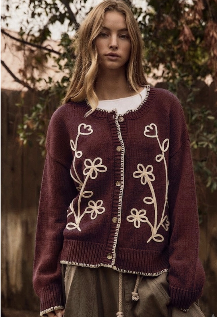 Natalie-Floral Vine Cardigan