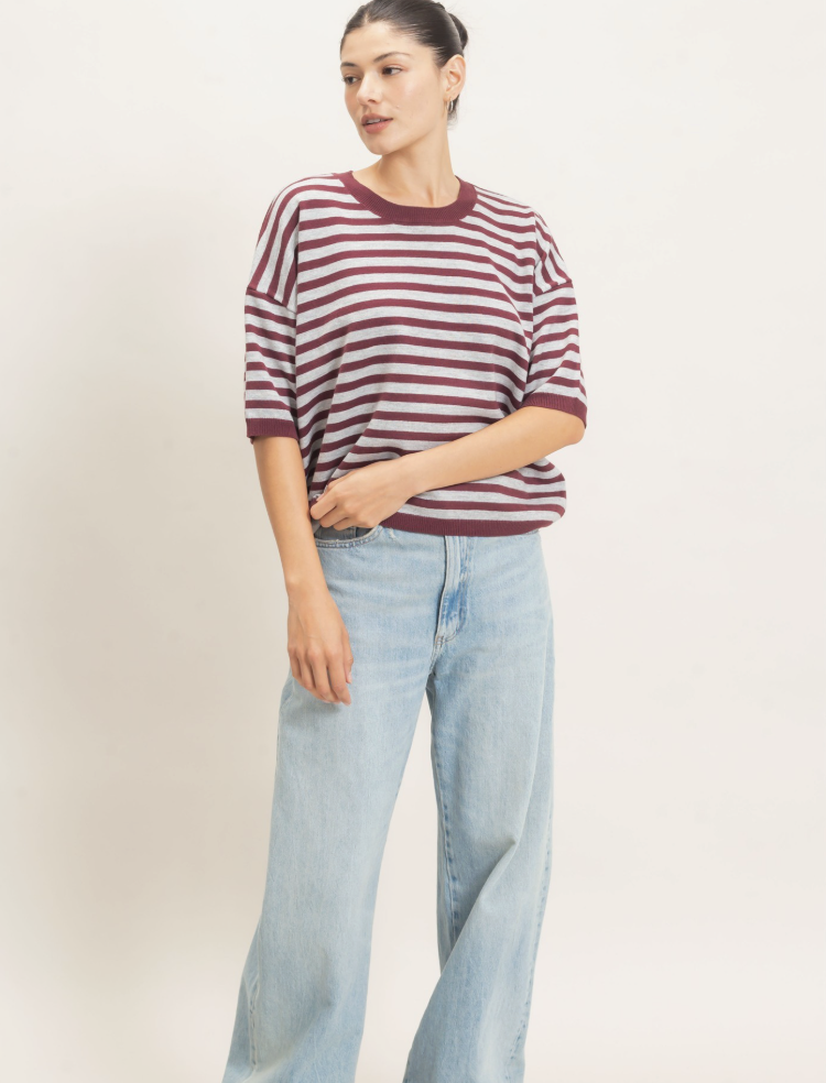 Abby-Striped Crew Neck Sweater