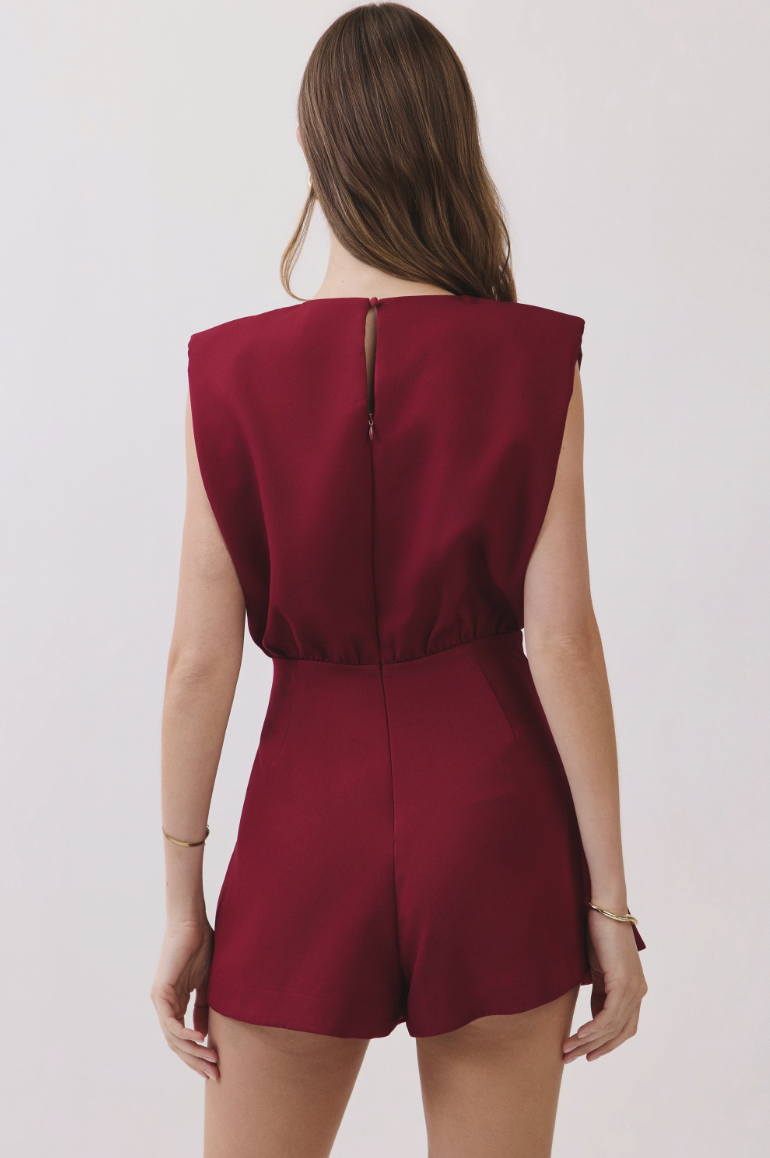 Savannah - Padded Shoulder Front Tie Romper