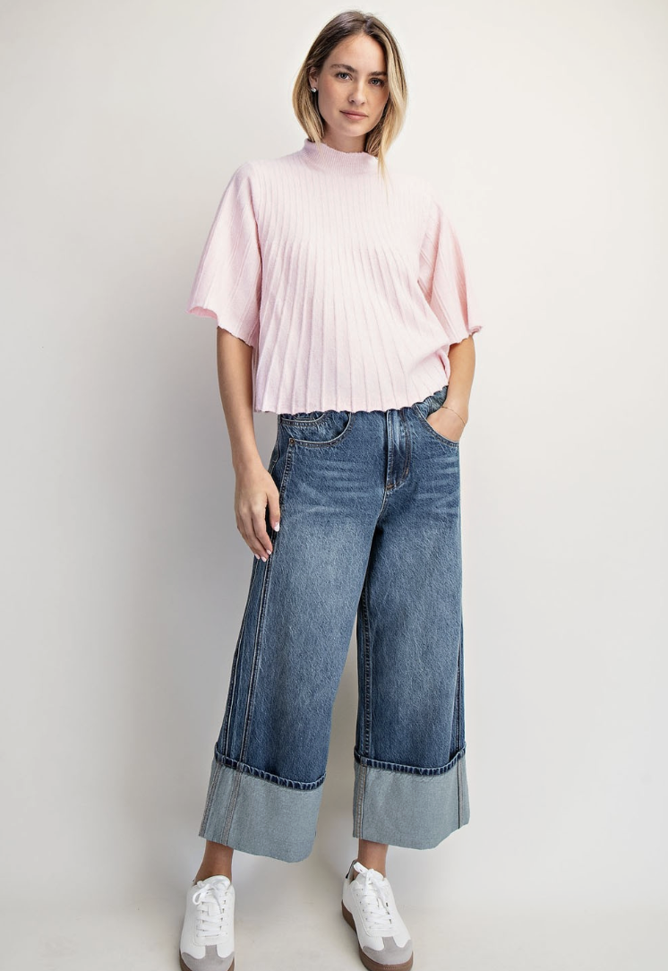 Shirley-Mock Neck Swing Sweater