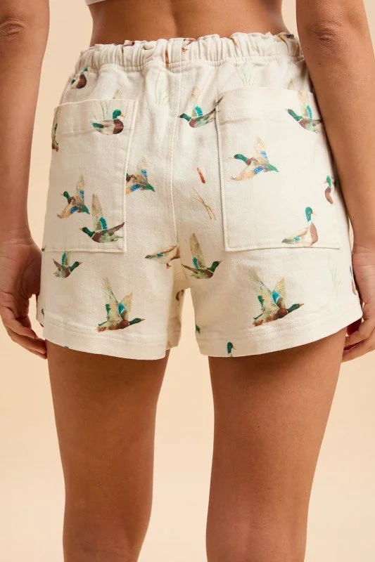 Mallory-Mallard Duck Print Drawstring Short