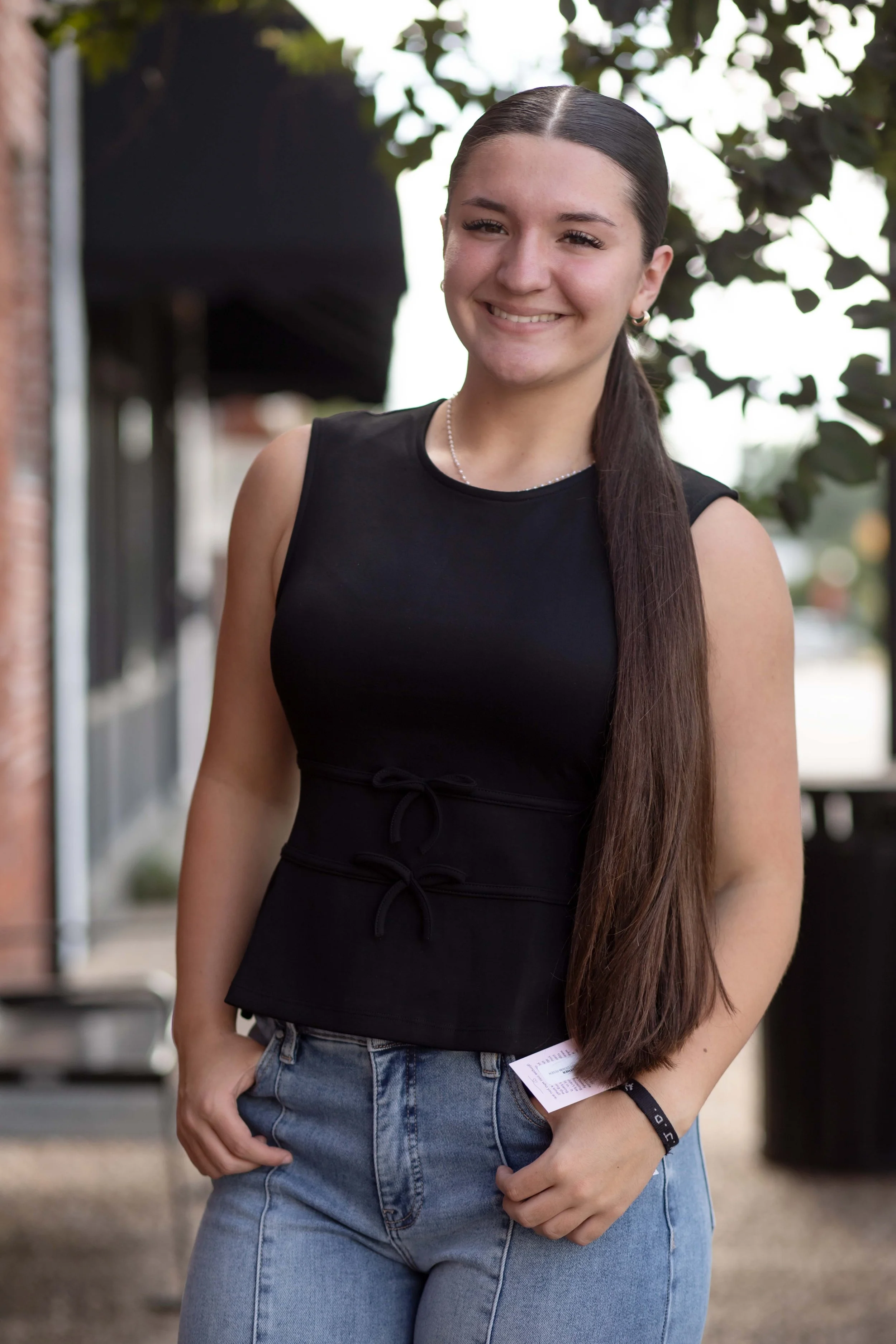 Black Bow Detail Peplum Knit Top (Copy)