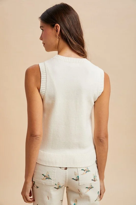 Mallory-Mallard Printed Sweater Vest