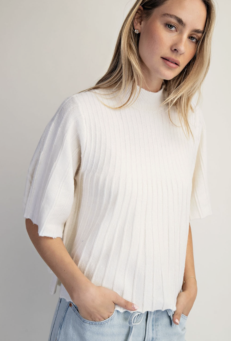Shirley-Mock Neck Swing Sweater