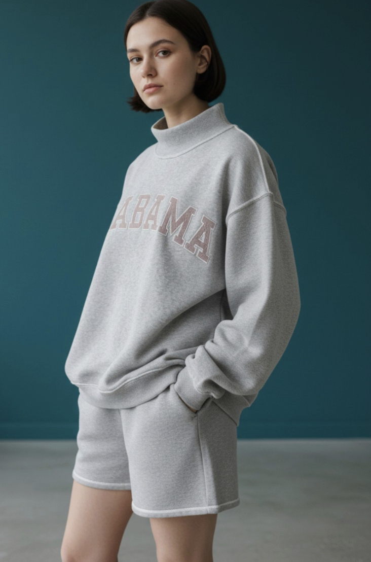 Alabama-Embroidered Mock Neck Sweatshirt