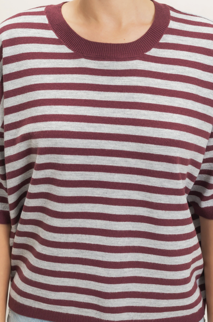 Abby-Striped Crew Neck Sweater
