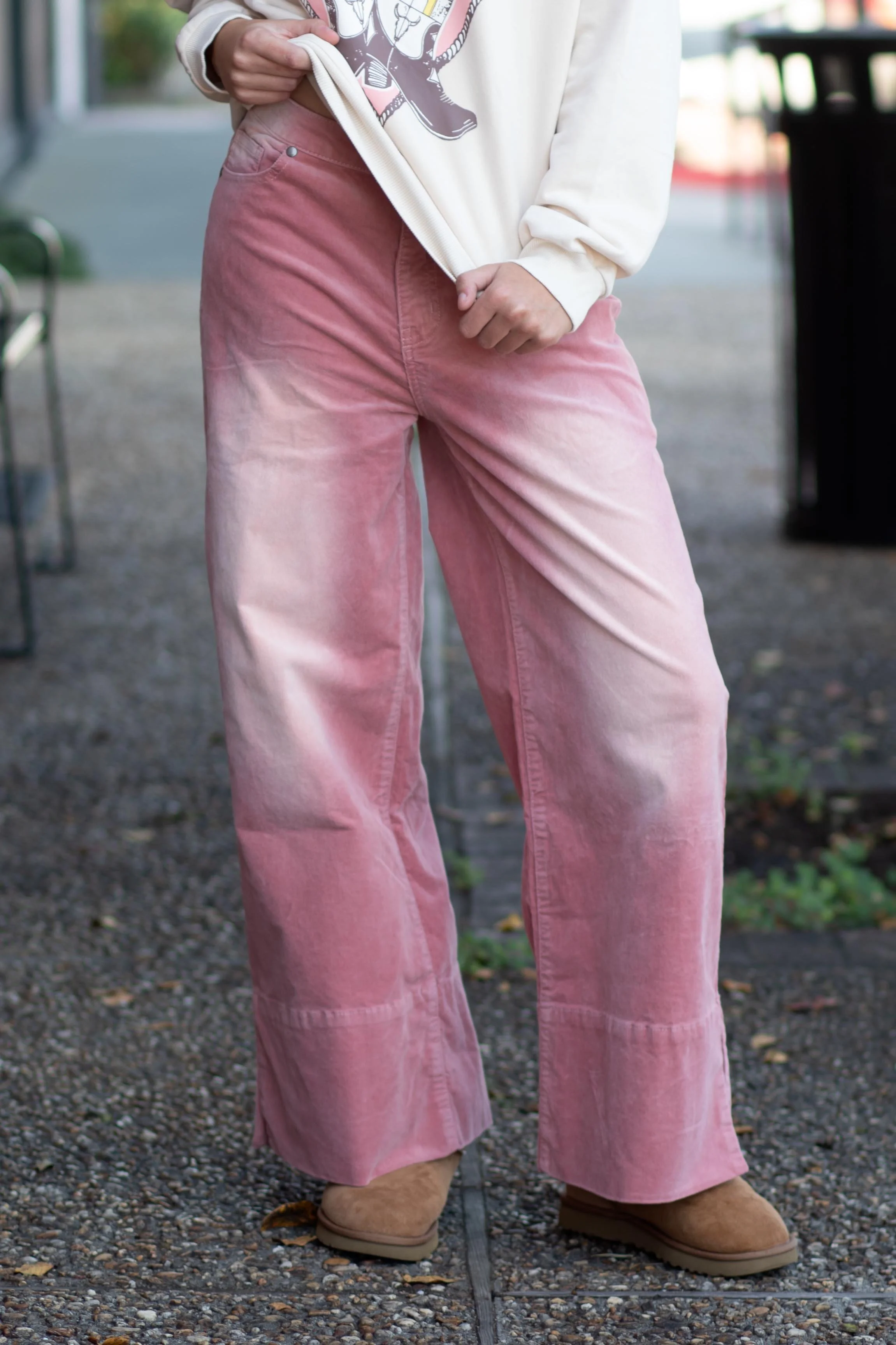 Stretch Baby Corduroy Wide Leg Pants