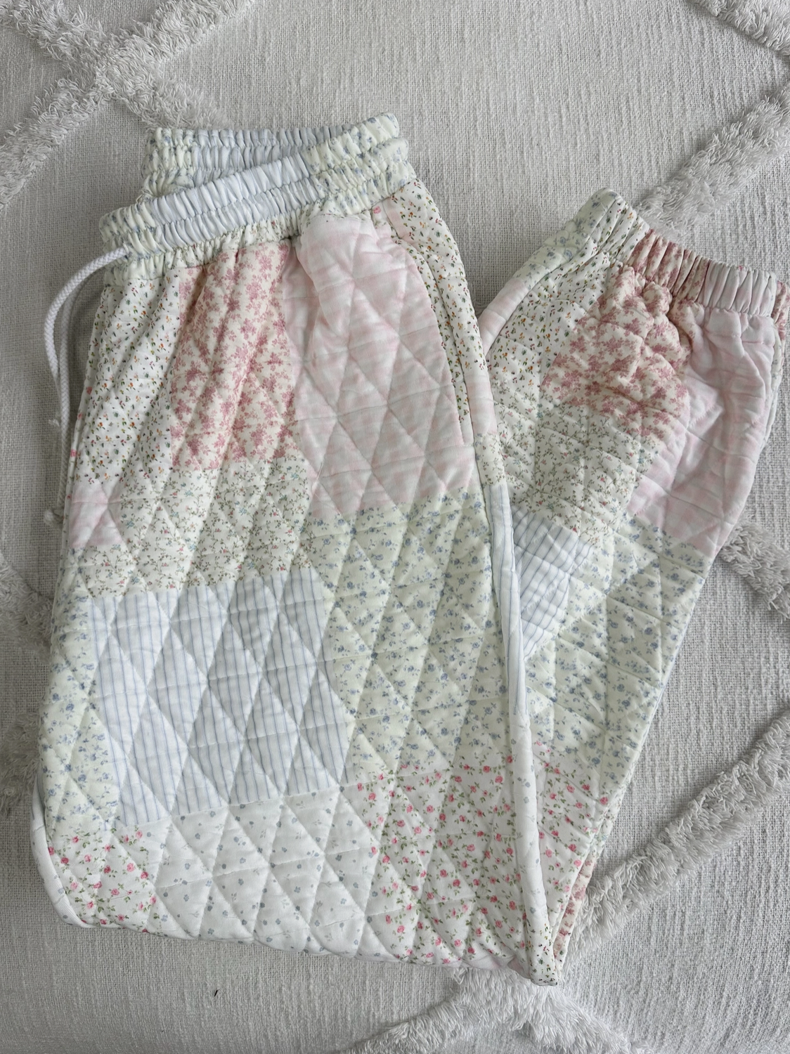 Polly-Quilted Pastel Joggers