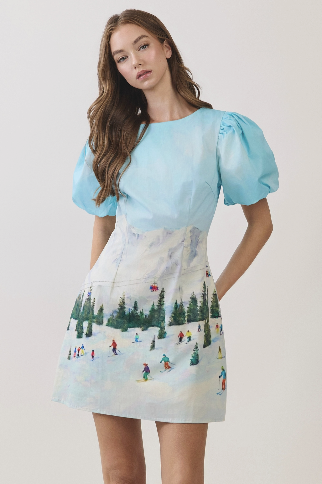 Aspen-Scenic Ski Print Mini Dress