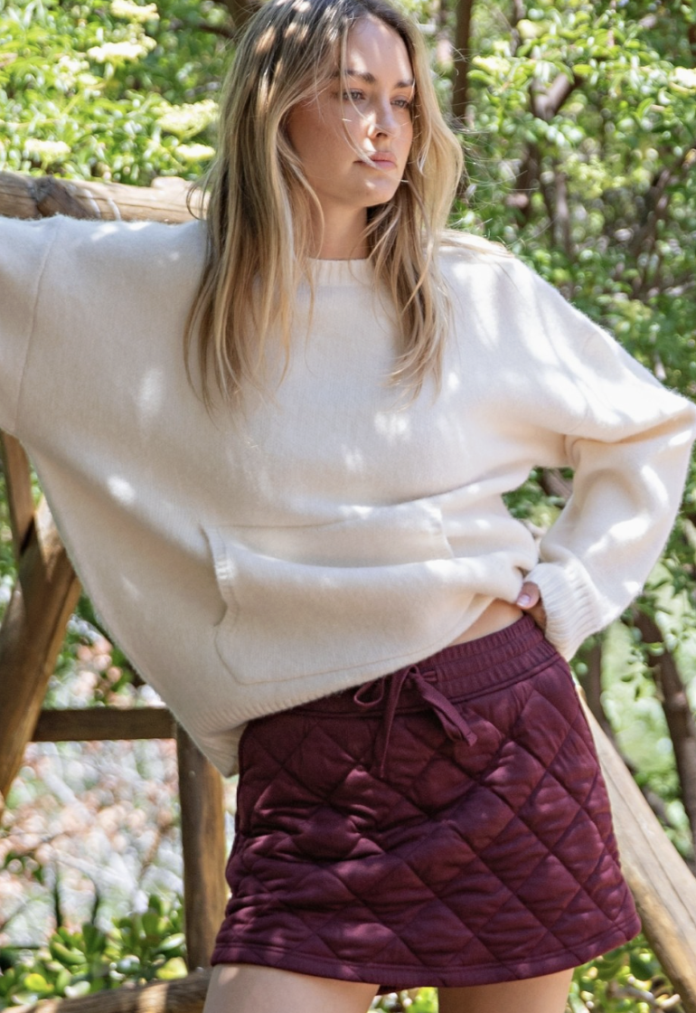 August-Quilted Mini Skort in Cherry