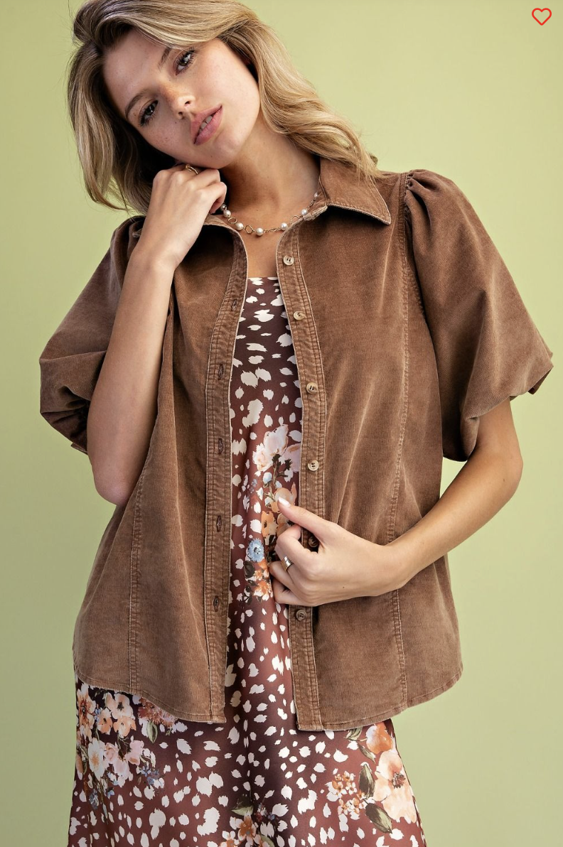 Baby Corduroy Blouse in Mocha