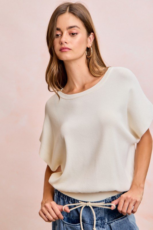 Betty-Short Dolman Sleeves Knit Top