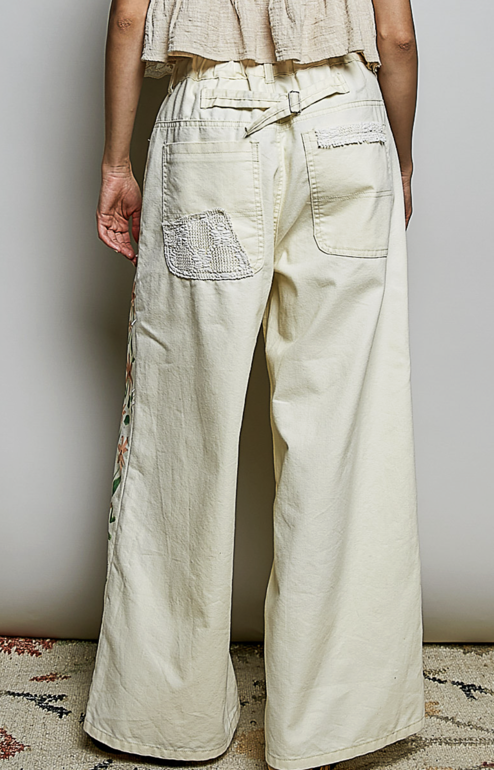 Rhonda-Floral Artwork Twill Pants