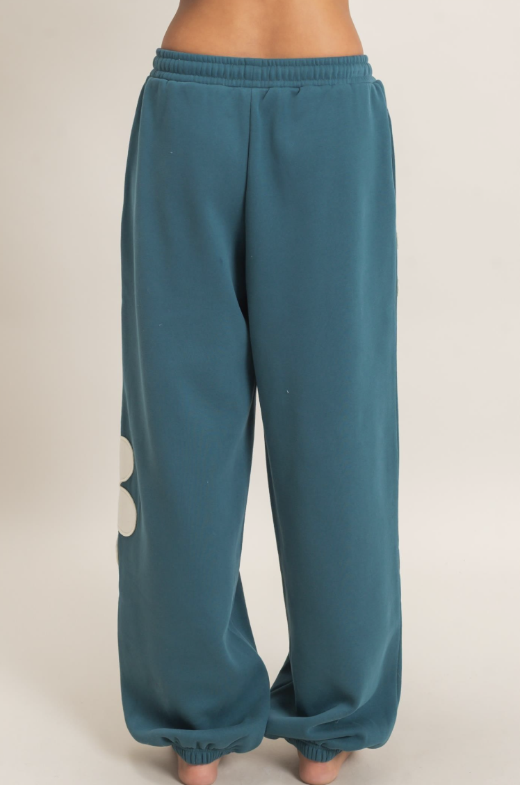 Tiffany-Floral Applique Drawstring Joggers