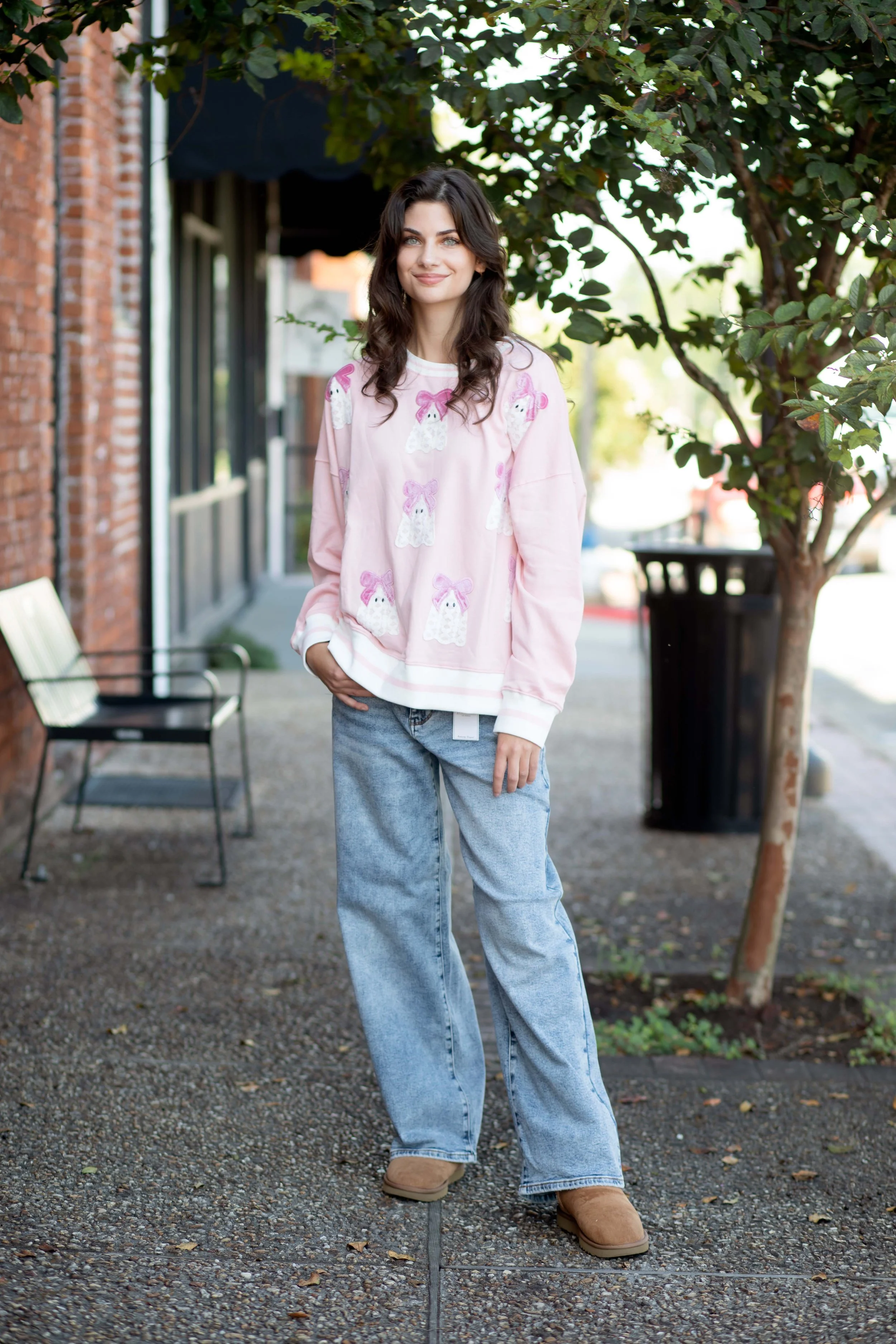 Pink Lace Ghost Oversized Sweatshirt