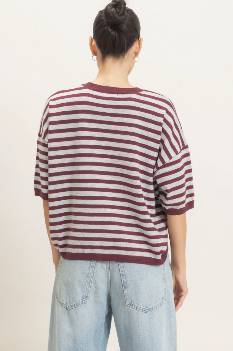 Abby-Striped Crew Neck Sweater