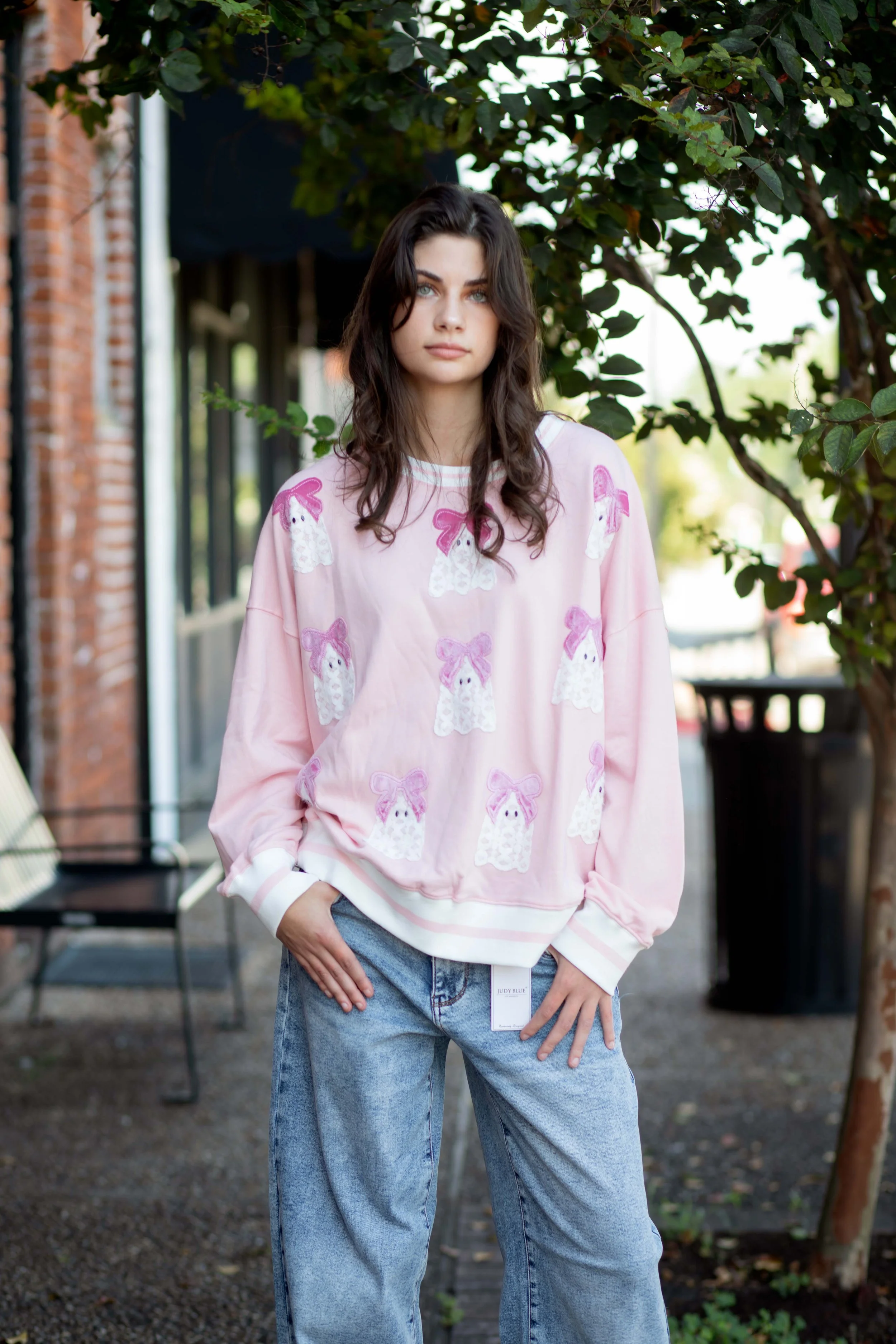 Pink Lace Ghost Oversized Sweatshirt