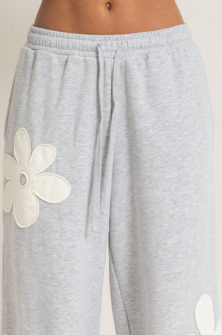 Tiffany-Floral Applique Drawstring Joggers