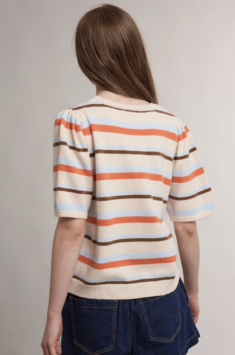 Rory-Striped Crew Neck Sweater Oatmeal Multi (Copy)