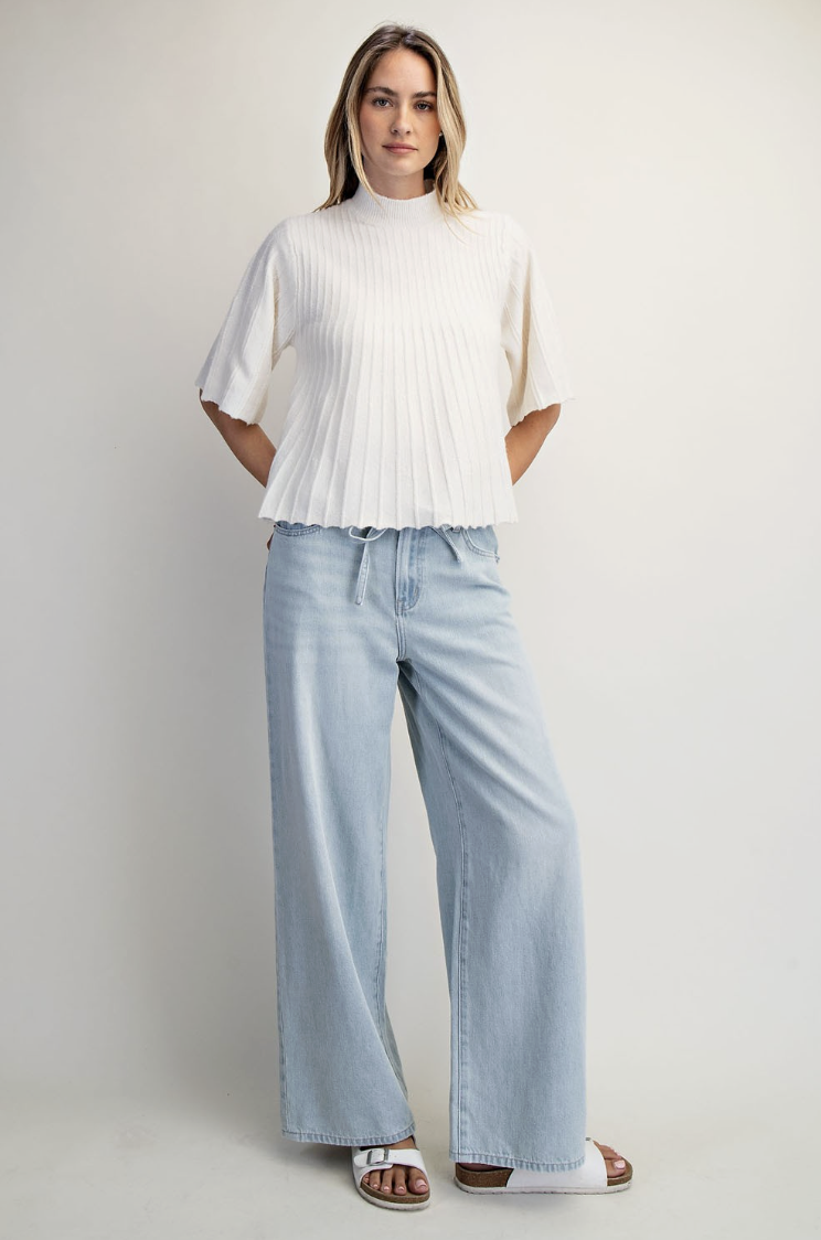 Shirley-Mock Neck Swing Sweater
