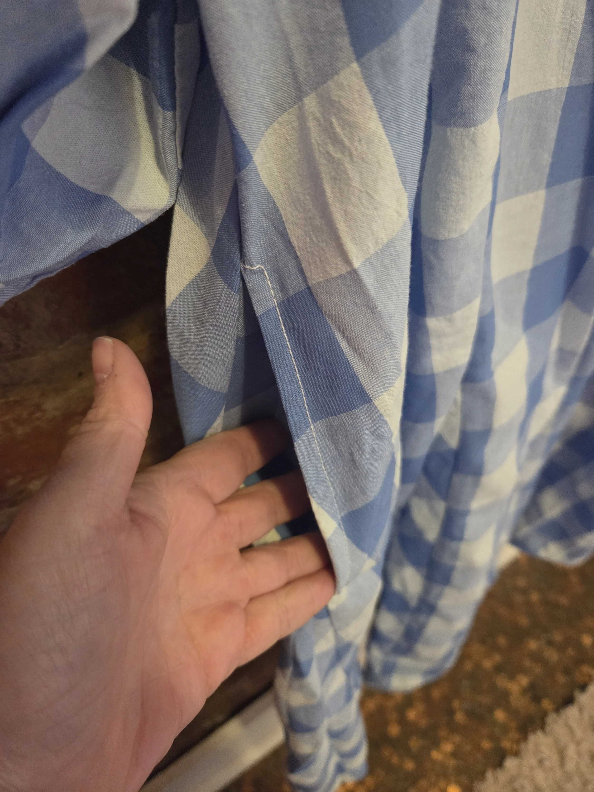 Blue and White Gingham Maxi Dress