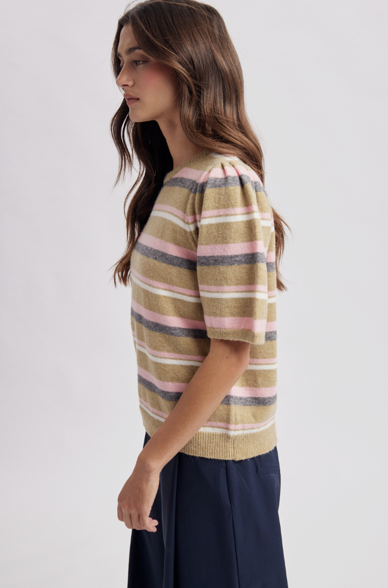 Rory-Striped Crew Neck Sweater Pale Grass Multi (Copy)