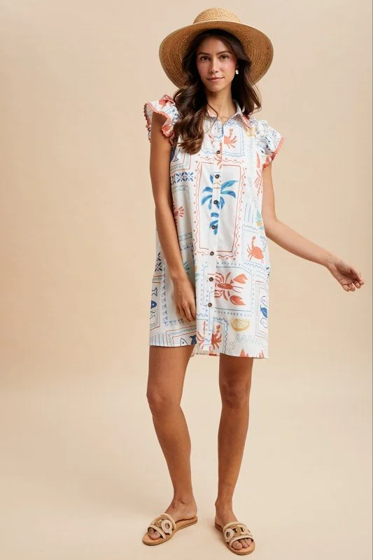 Eloise-Coastal Motif Mini Dress