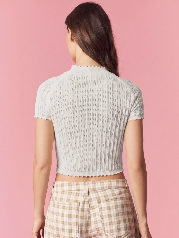 Rachel-Ruffle Knit Mock Neck